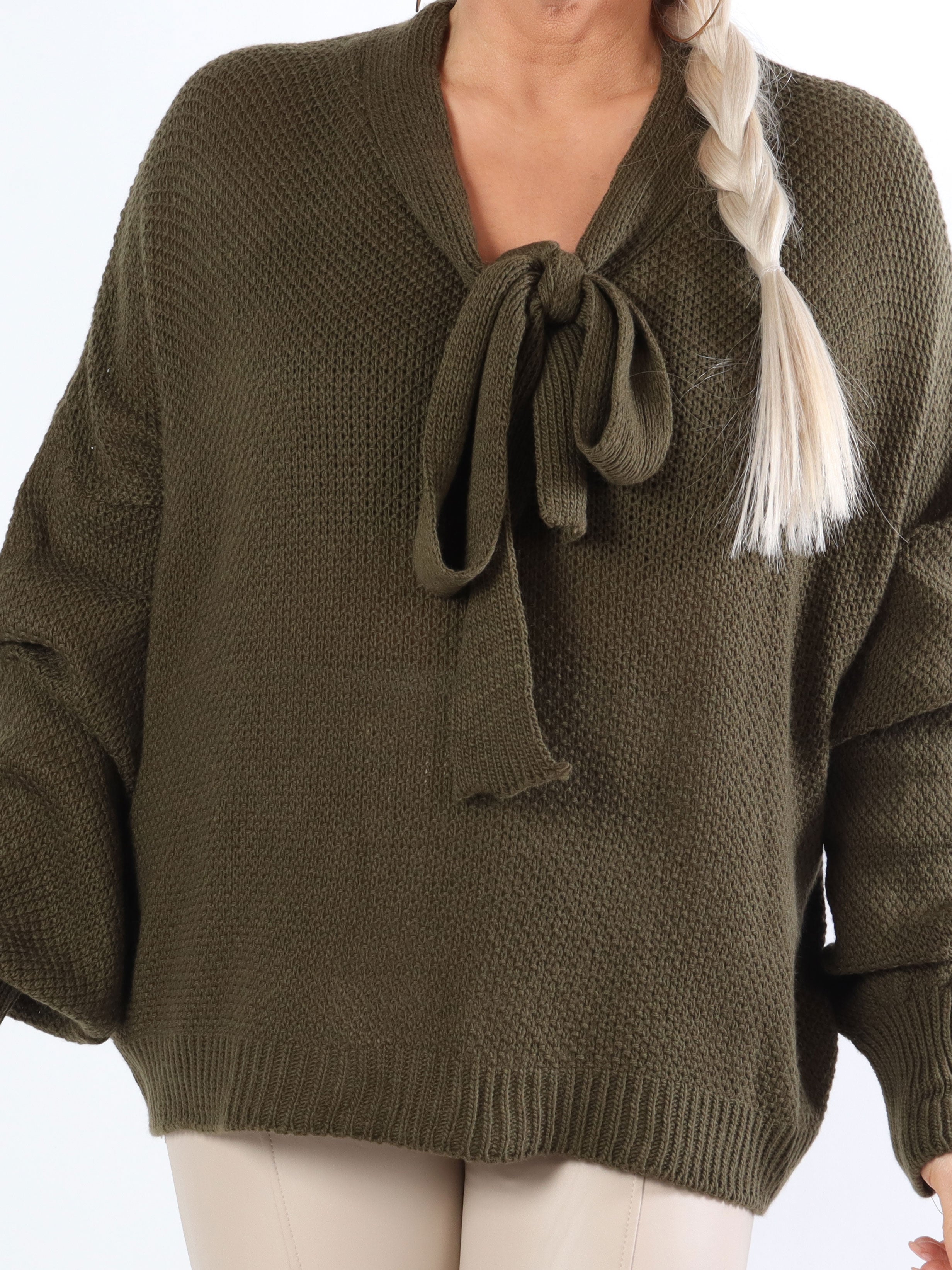 Cutie - Söt plus size stickad tröja med rosett